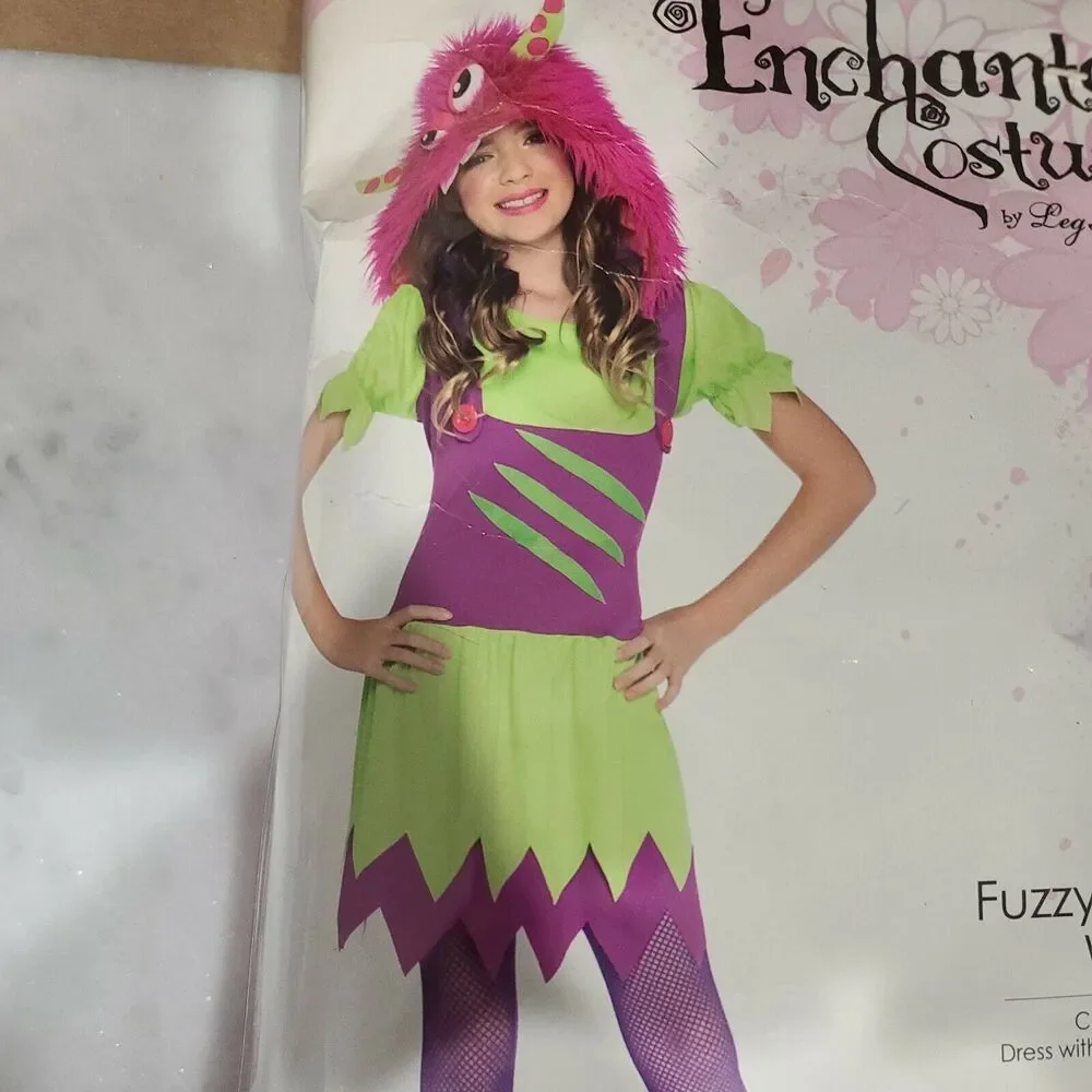 Fuzzy Wuzzy Wanda Monster Child Costume Dress with attached hood (stocking not)